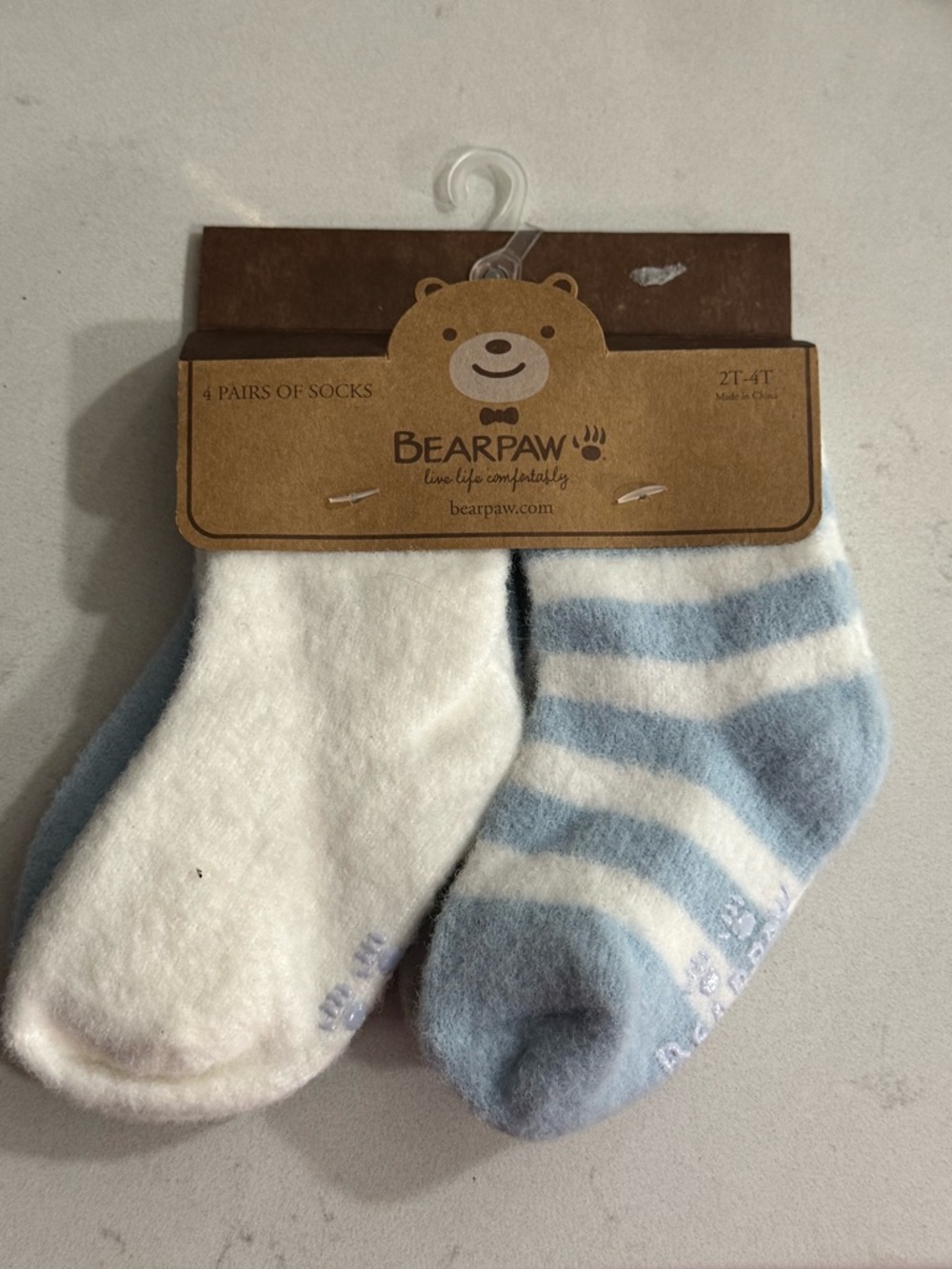 BearPaw Infant Cozy Socks in White, Light Blue, and Grey